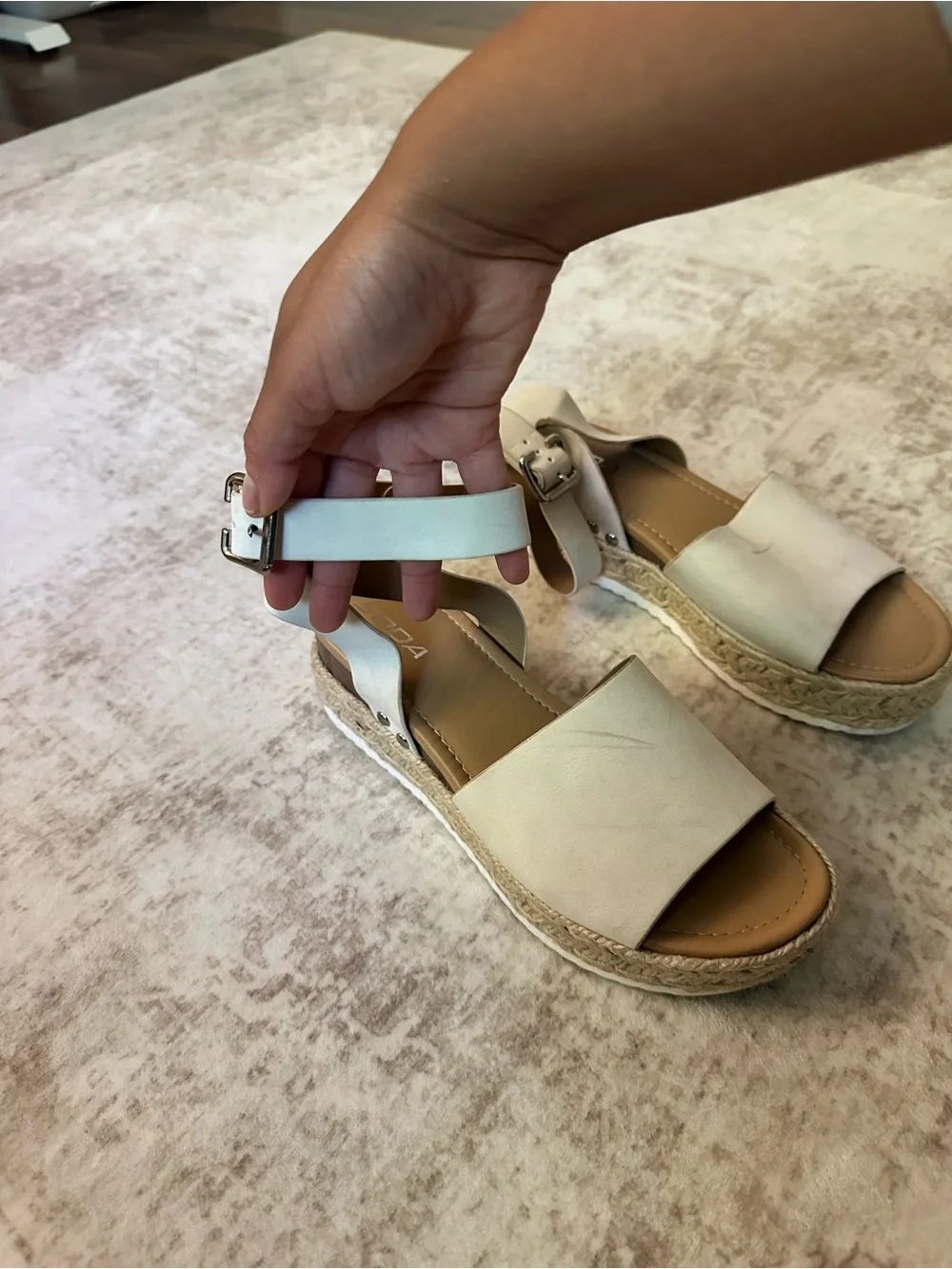Soda Cream Espadrille Wedge Sandals with Ankle Strap Size 7.5